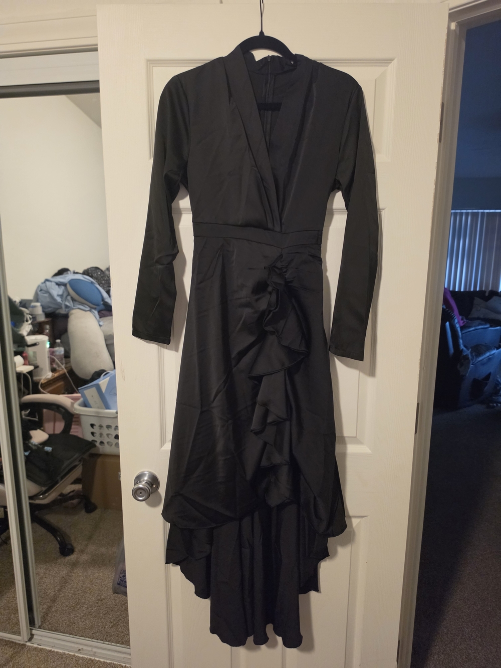 Othr Black Long Sleeve High-Low Ruffle Dress